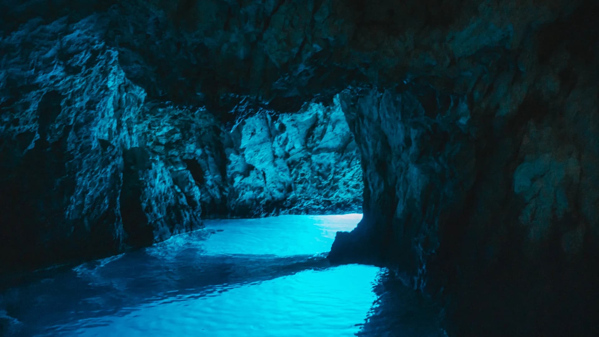 Inside the Blue Cave on Biševo, the first of the five islands on the tour from Split