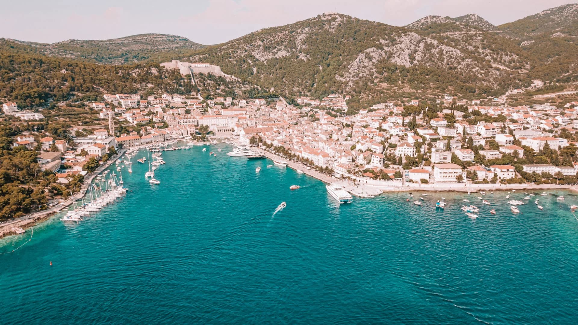 Calm May morning crossing toward Bisevo from Split