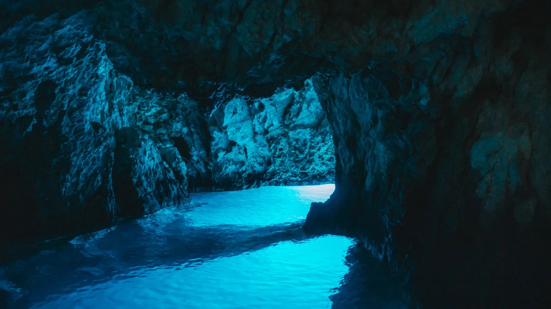 Inside the Blue Cave during peak light, Bisevo